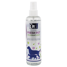 Bottle of Fresh Pet deodorant spray with floral and citrus fragrance for pets.