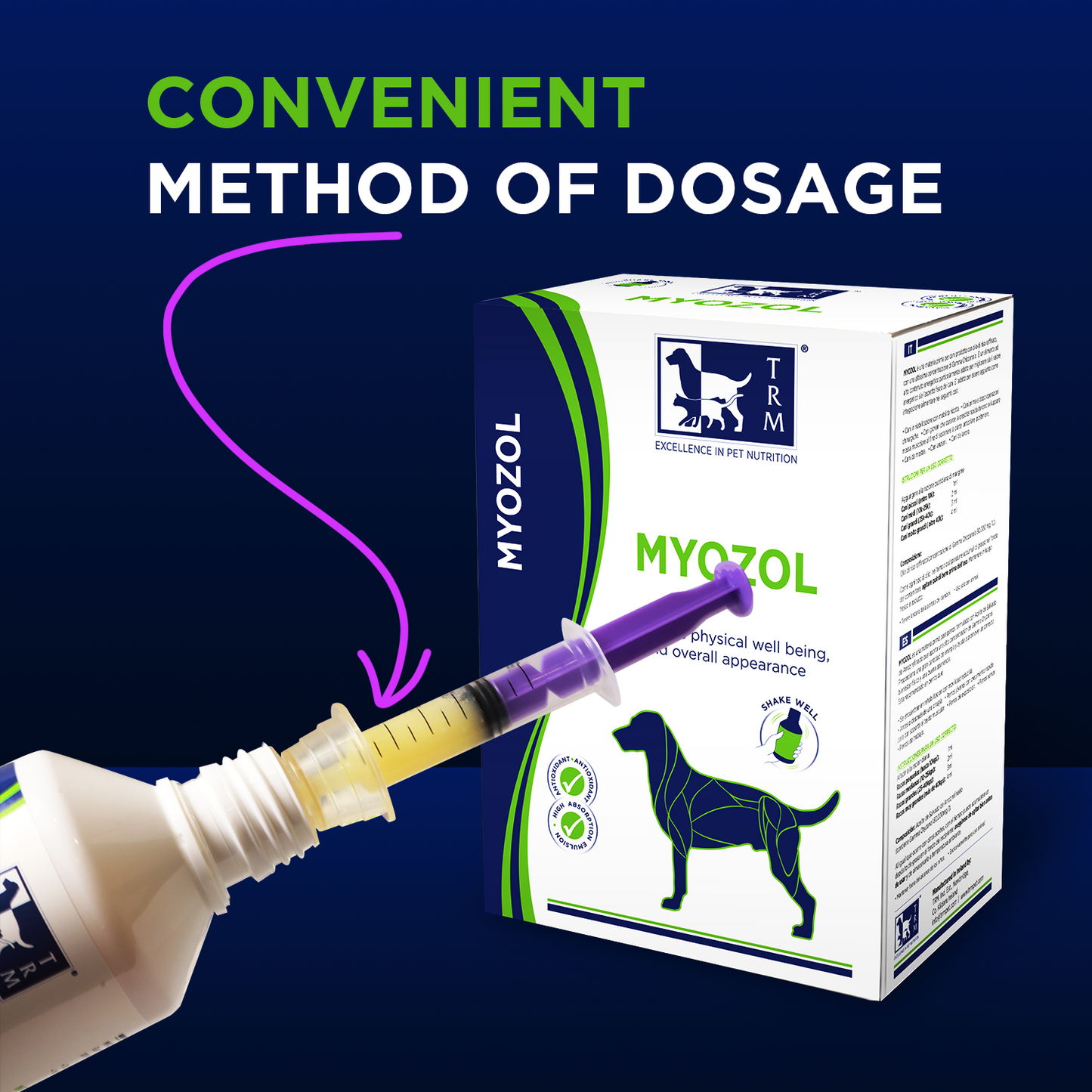 Myozol muscle feed supplement for dogs