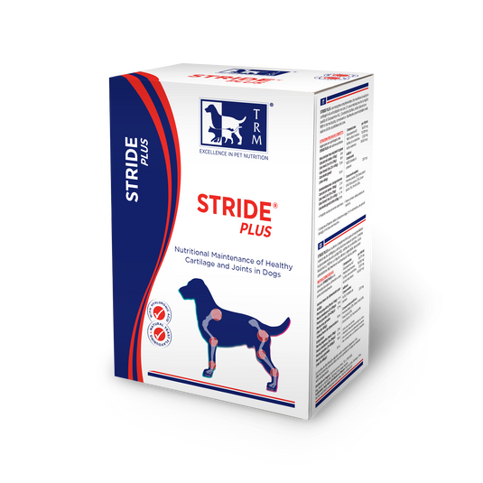 Stride Plus Liquid for nutritional maintenance of healthy cartilage and joints in dogs.
